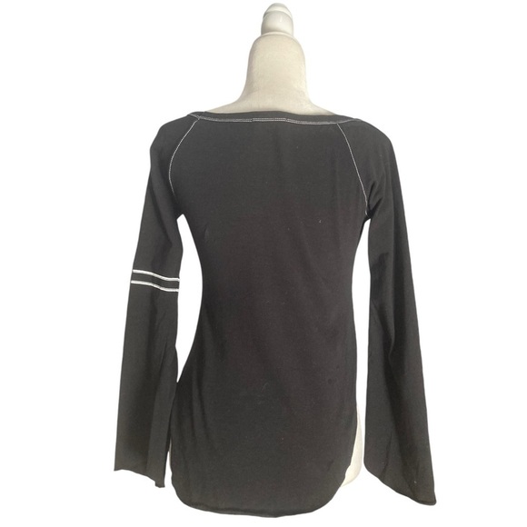 Sylvana Lisi Bateau Neck Jersey Safar Top Flare Sleeve Curved Split hem Vintage - Picture 3 of 14